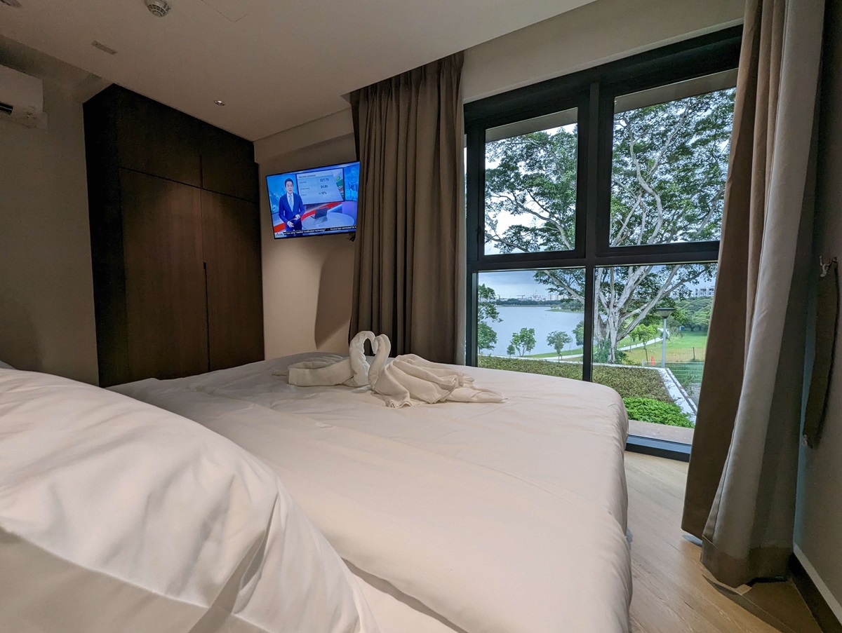 View from the bedroom of the double-storey East Villa - perfect for staycations and weekend getaways Source: HomeTeamNS