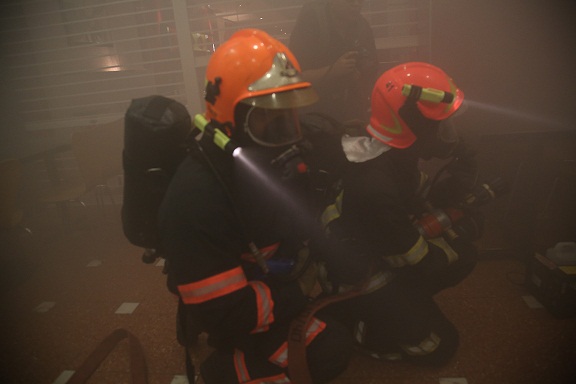 <p>SCDF's firefighters in action</p>