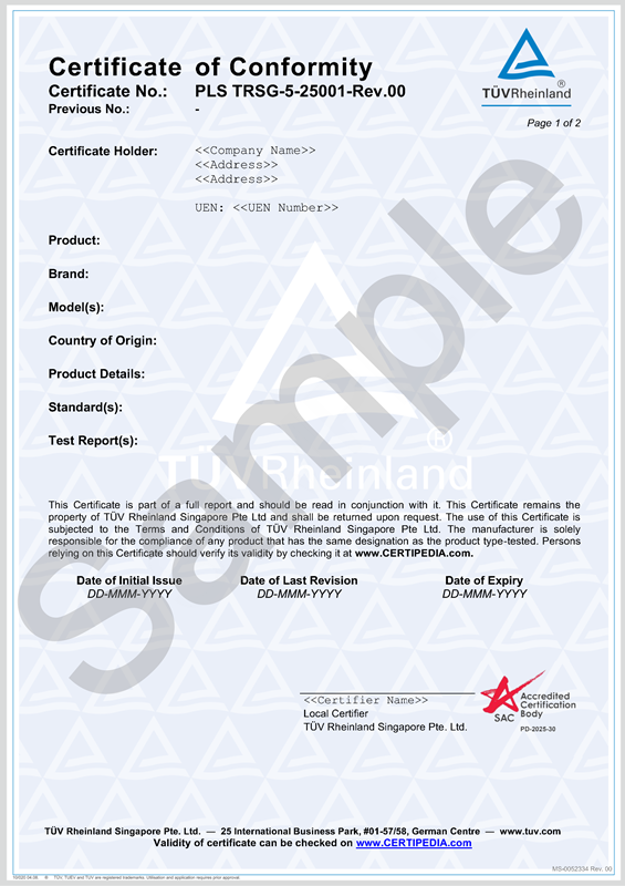 TUV Rheinland CoC_Page 1