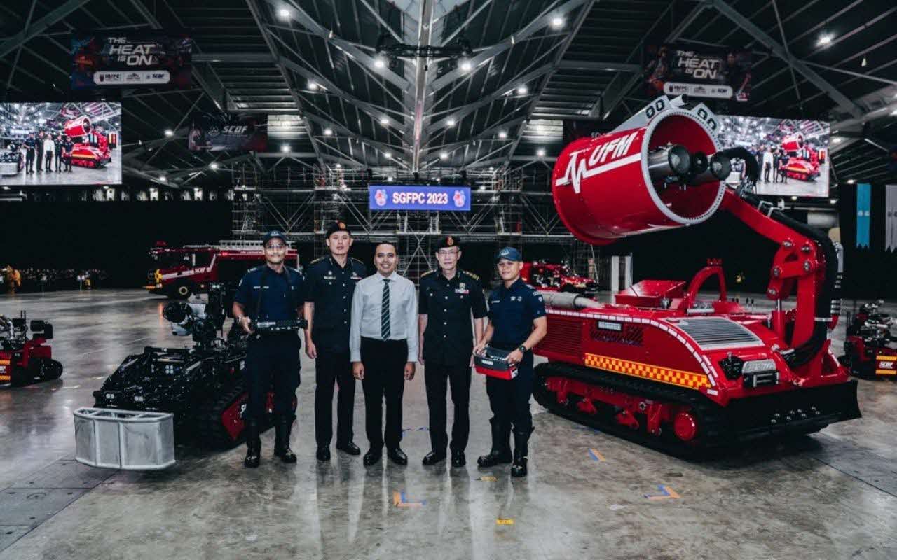 The successful launch of the High Mobility Modular Machine (left) and 3rd Generation Unmanned Firefighting Machine (right)