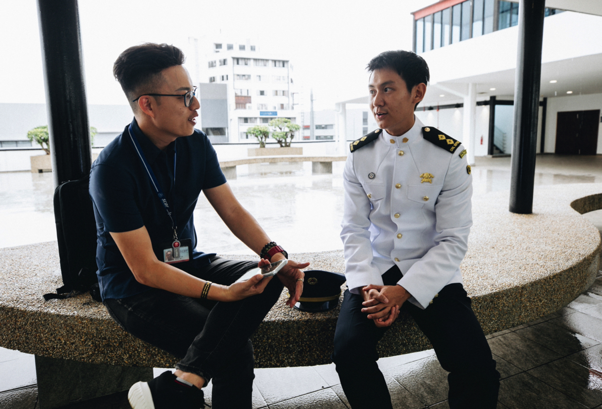 LTA See Jin Kang (right) sharing his journey from a volunteer firefighter to an SCDF officer