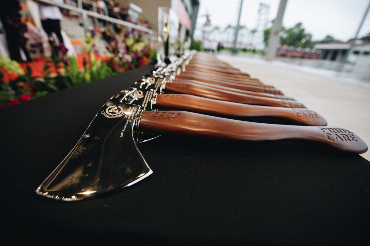 The Ceremonial Axe is presented to all SCDF Senior Officers upon their completion of the seven-month Rota Commander Course (RCC). It symbolises the beginning of their new journey as SCDF officers