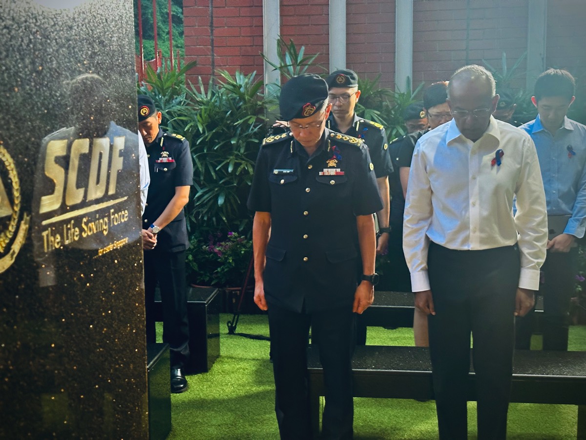 A minute of silence is observed for SCDF’s fallen officers