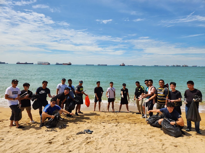 Group photos of NSFs and ORNSmen from SCDF Marine Division at East Coast Park