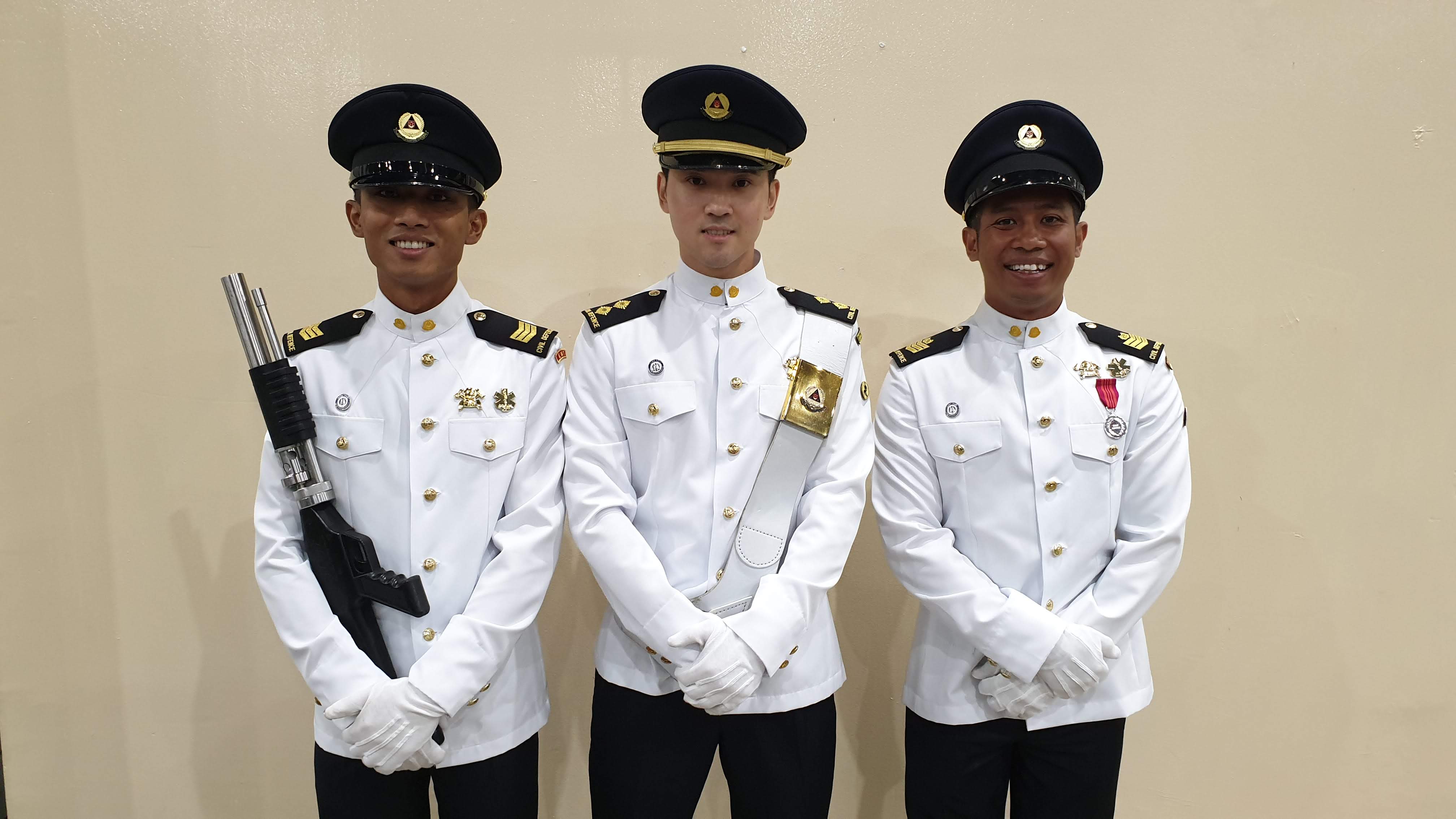 LTA (NS) Gary Tan (in the middle) was a flagbearer representing Central Fire Station at the 2019 SCDF Parade.