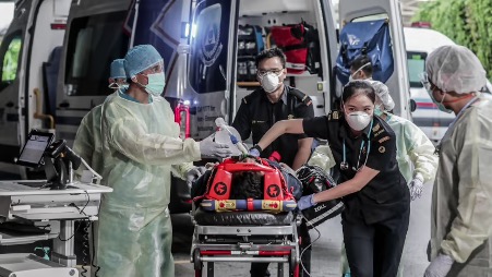 SCDF EMS officers during the Covid-19 pandemic