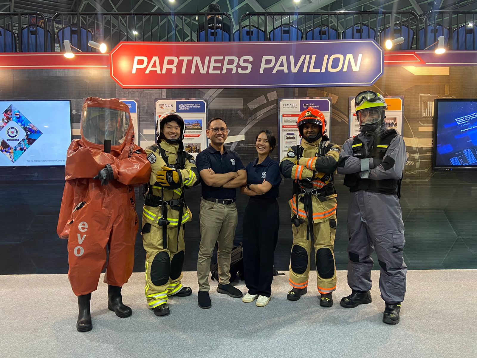 Our photo with SCDF officers at the Partners Pavilion of the SGFPC